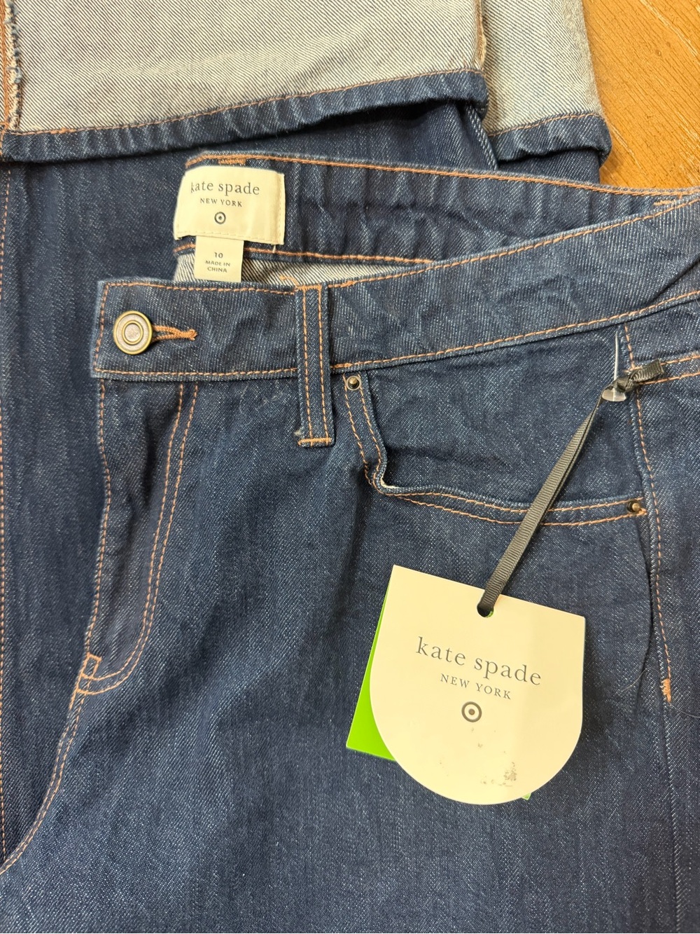 kate spade dark blue denim crop jeans  with contrast stitching